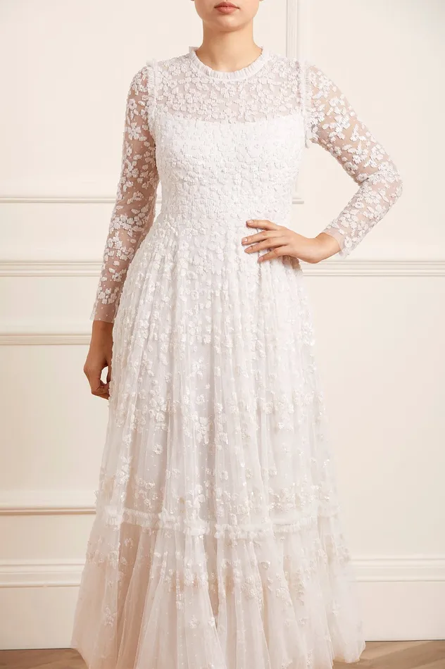 Needle and Thread Margot Ankle Gown White Women Embellished Dresses