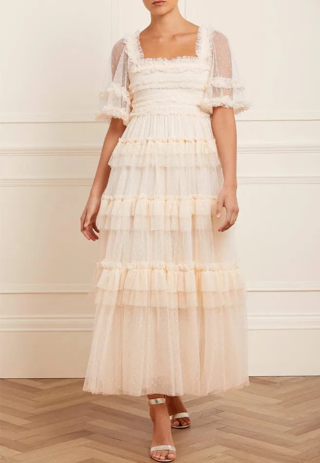 Needle and Thread Peaches Smocked Ankle Gown Champagne Women Day Dresses