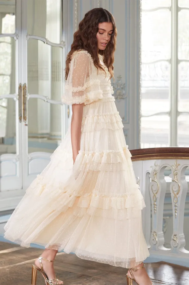 Needle and Thread Peaches Smocked Ankle Gown Champagne Women Day Dresses