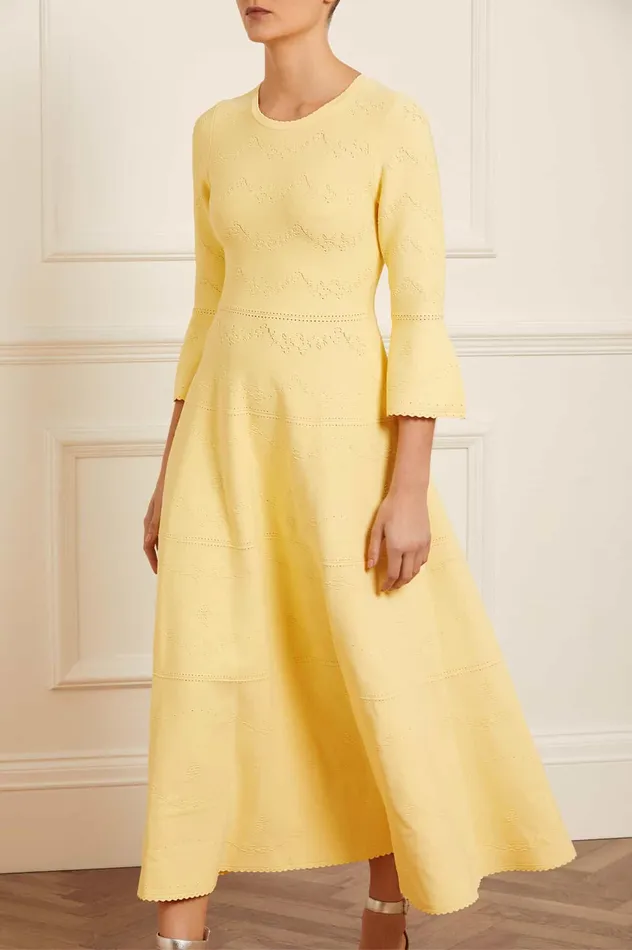 Needle and Thread Pretty Pointelle Knit Gown Yellow Women Day Dresses