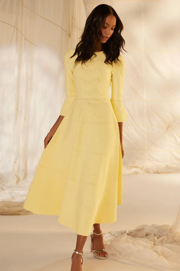 Needle and Thread Pretty Pointelle Knit Gown Yellow Women Day Dresses