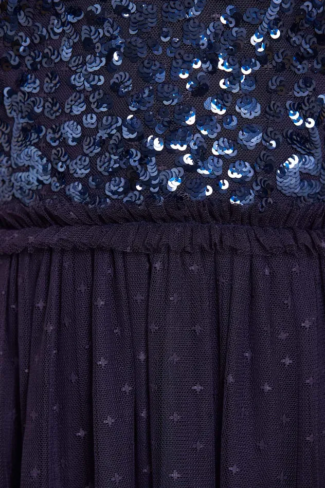 Needle and Thread Sequin Wreath Bodice Halter Neck Ankle Gown Blue Women Embellished Dresses