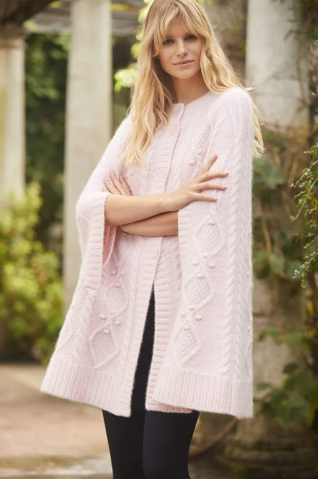 Needle and Thread Sylvie Cable Cape Pink Women Knitwear