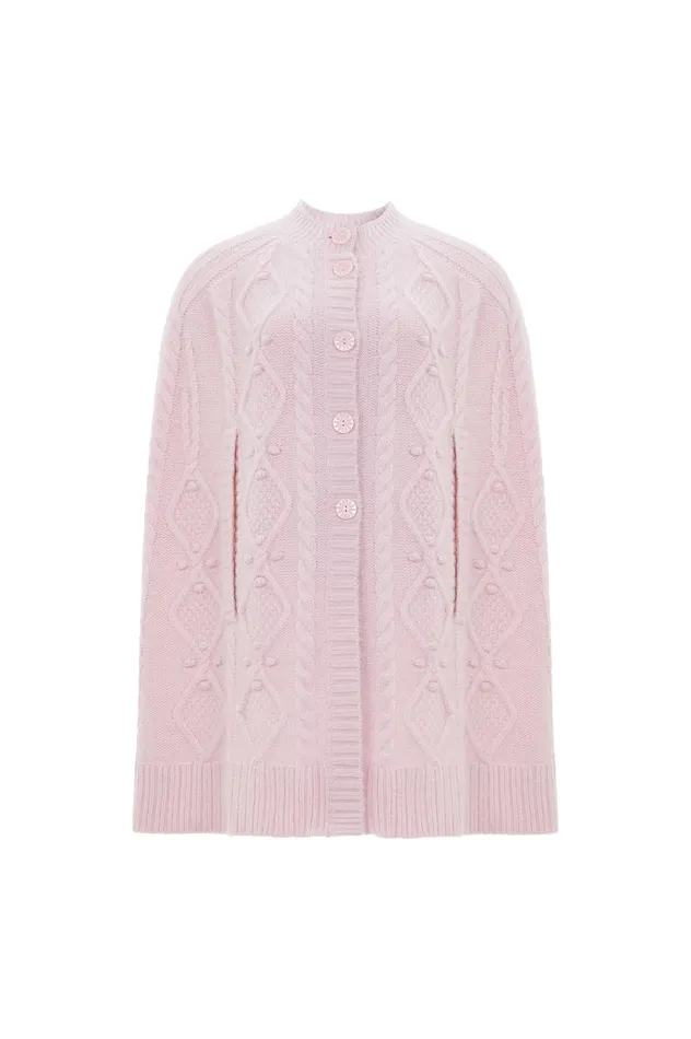 Needle and Thread Sylvie Cable Cape Pink Women Knitwear