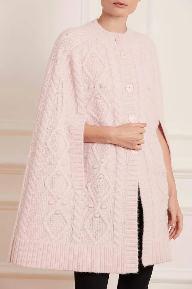 Needle and Thread Sylvie Cable Cape Pink Women Knitwear
