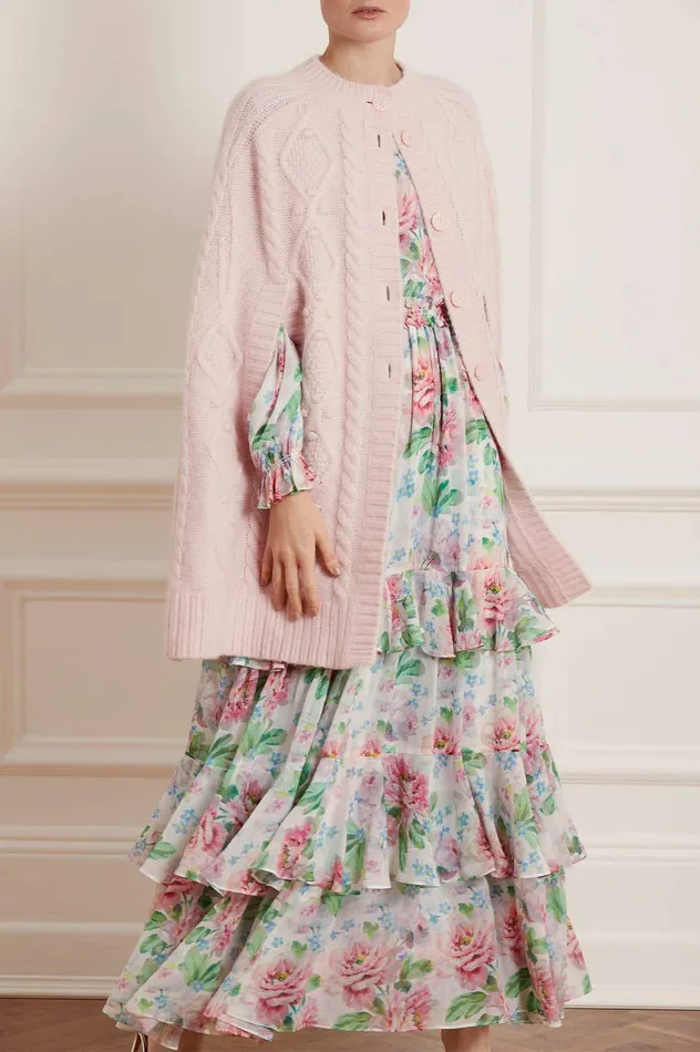 Needle and Thread Sylvie Cable Cape Pink Women Knitwear