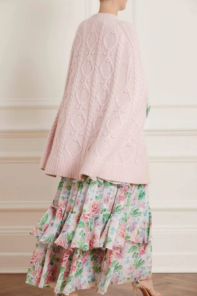 Needle and Thread Sylvie Cable Cape Pink Women Knitwear