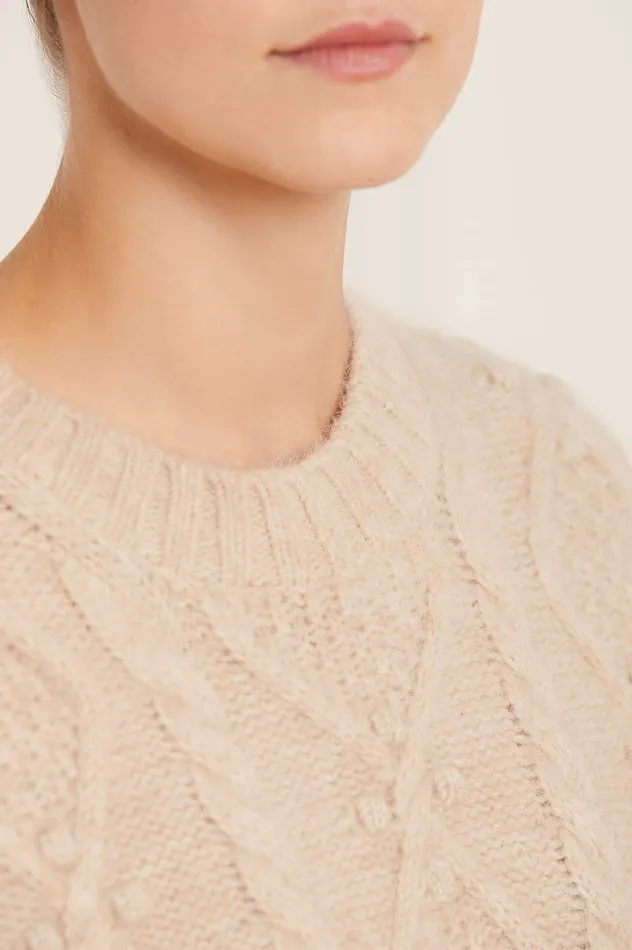 Needle and Thread Sylvie Cable Longline Jumper Beige Women Knitwear