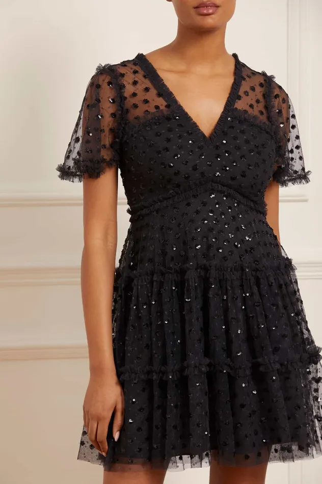 Needle and Thread Thea Mini Dress Black Women Embellished Dresses