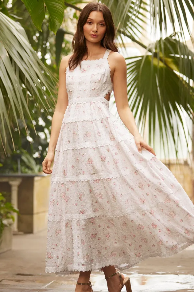 Needle and Thread Vintage Ditsy Sophia Bib Ankle Gown Multi Women Printed Dresses Needle and Thread Vintage Ditsy Sophia Bib Ankle Gown Multi Women Printed Dresses