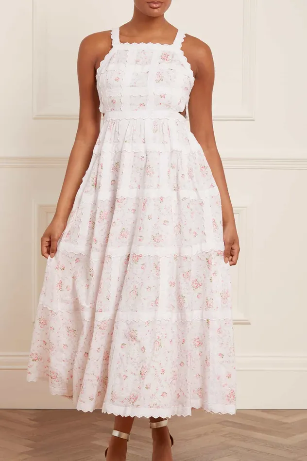 Needle and Thread Vintage Ditsy Sophia Bib Ankle Gown Multi Women Printed Dresses Needle and Thread Vintage Ditsy Sophia Bib Ankle Gown Multi Women Printed Dresses