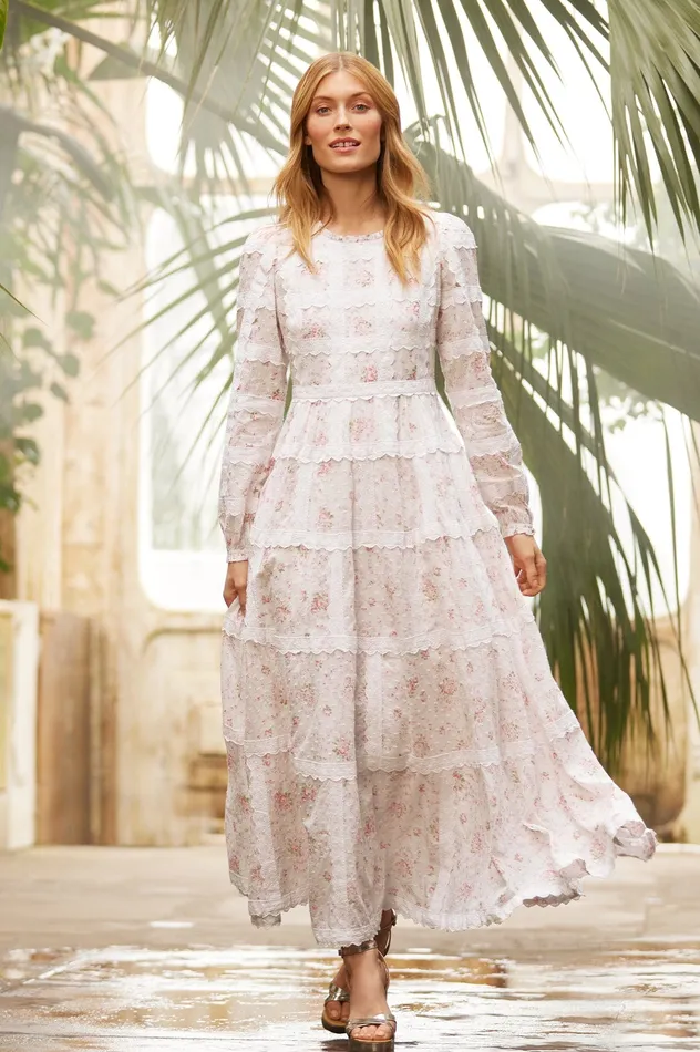 Needle and Thread Vintage Ditsy Sophia Long Sleeve Ankle Gown Multi Women Day Dresses