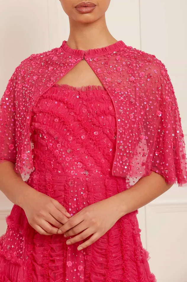 Needle and Thread Violet Shimmer Open Cape Pink Women Capes