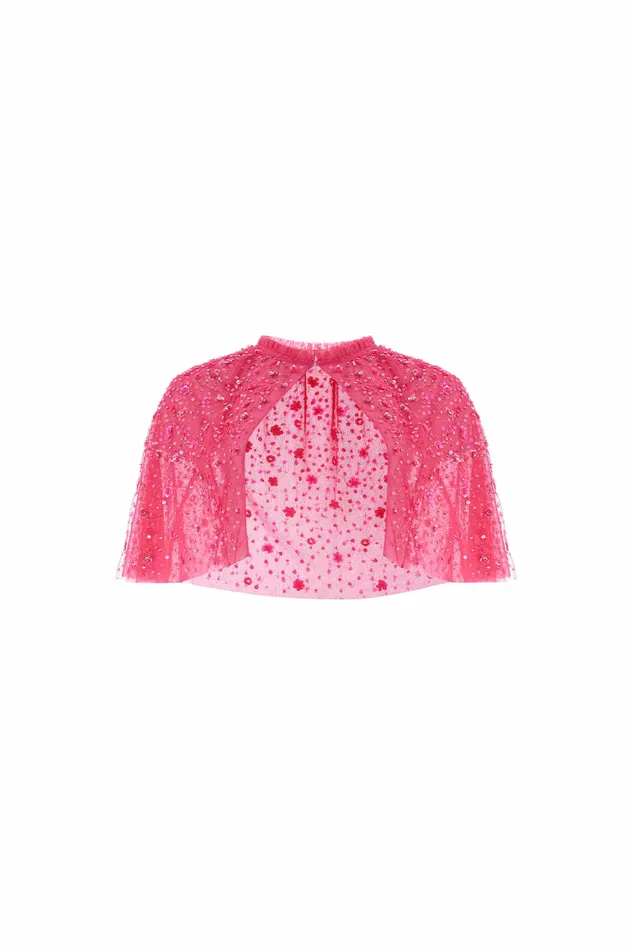 Needle and Thread Violet Shimmer Open Cape Pink Women Capes Needle and Thread Violet Shimmer Open Cape Pink Women Capes