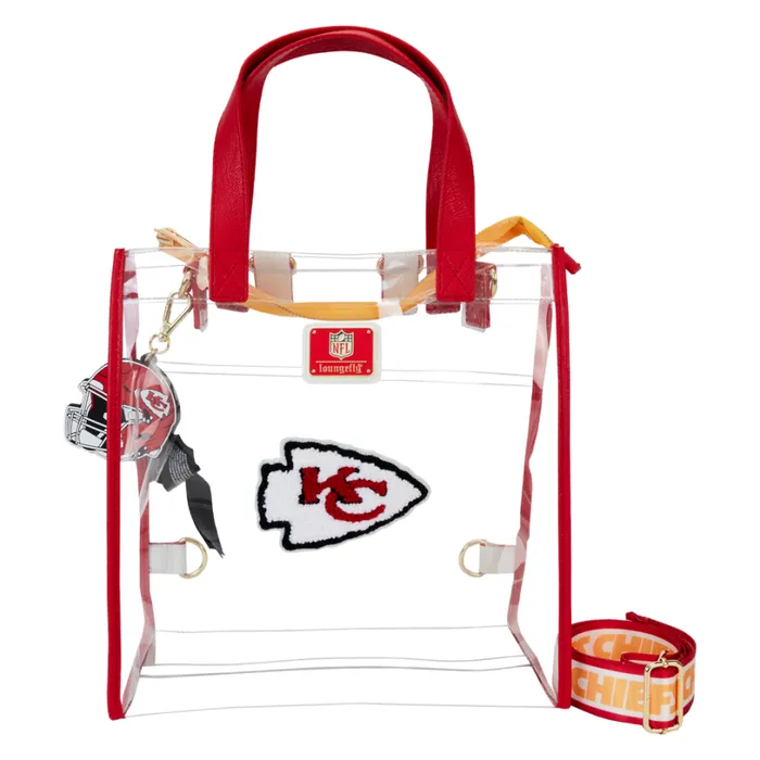 NFL Kansas City Chiefs Clear Convertible Backpack and Tote Bag Unisex Loungefly Backpacks NFL Kansas City Chiefs Clear Convertible Backpack and Tote Bag Unisex Loungefly Backpacks