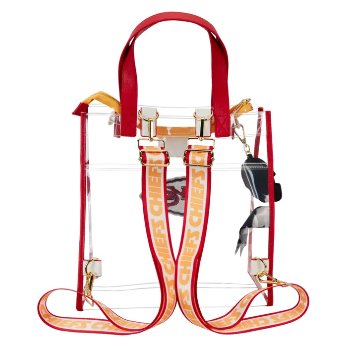 NFL Kansas City Chiefs Clear Convertible Backpack and Tote Bag Unisex Loungefly Backpacks