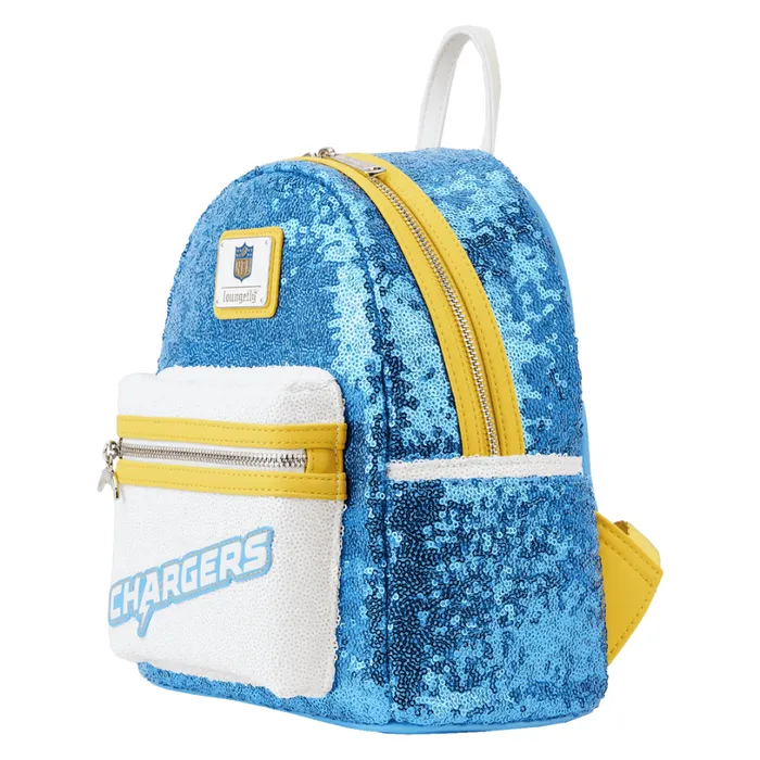NFL Los Angeles Chargers Sequin Mini Backpack Unisex Loungefly Backpacks
