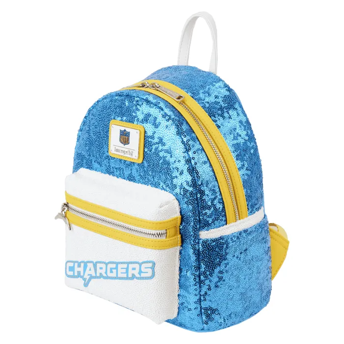NFL Los Angeles Chargers Sequin Mini Backpack Unisex Loungefly Backpacks