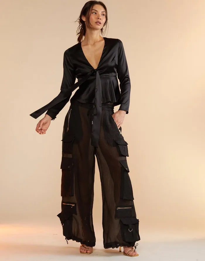 Organza Cargo Pant 8211 Black Women Cynthia Rowley Bottoms