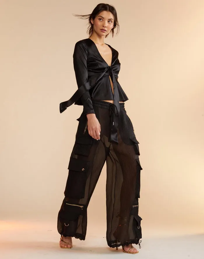 Organza Cargo Pant 8211 Black Women Cynthia Rowley Bottoms