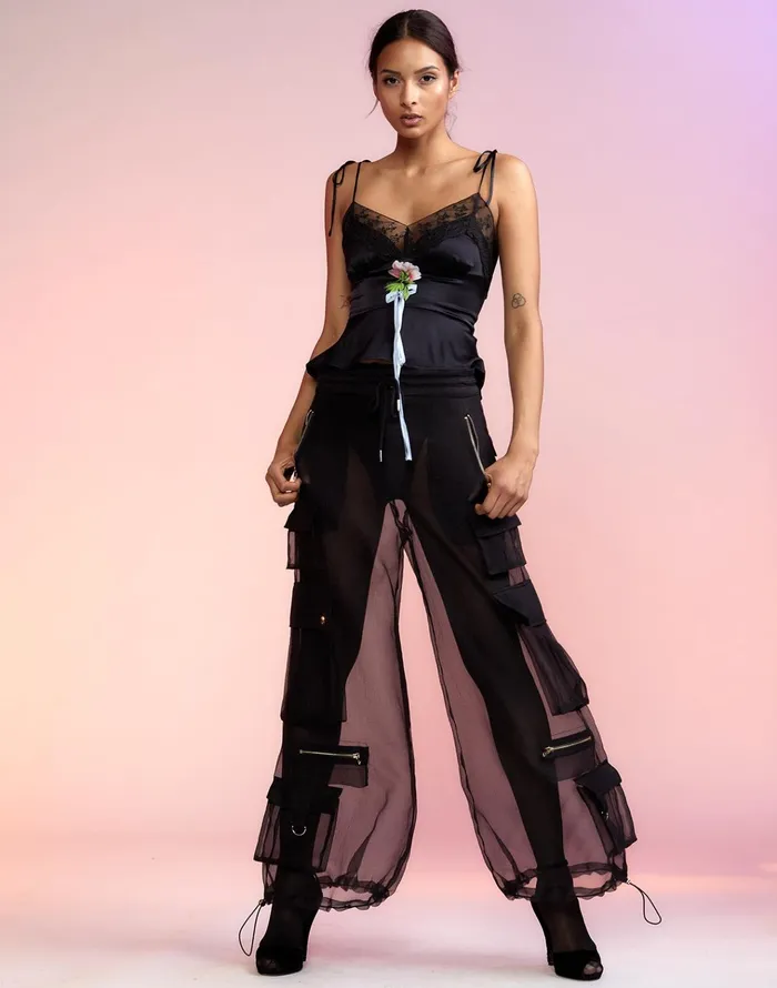 Organza Cargo Pant 8211 Black Women Cynthia Rowley Bottoms