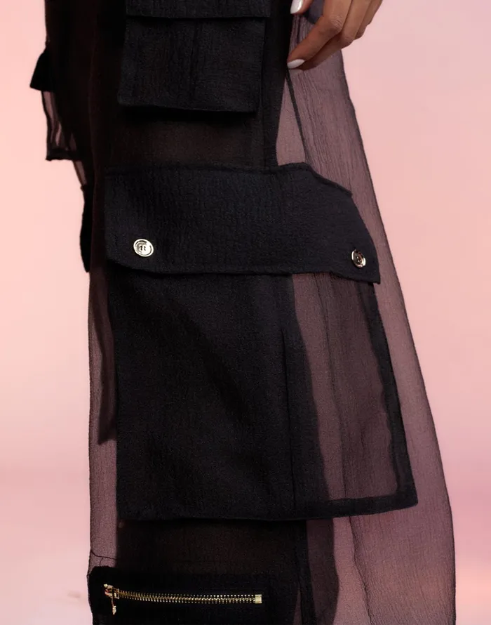 Organza Cargo Pant 8211 Black Women Cynthia Rowley Bottoms