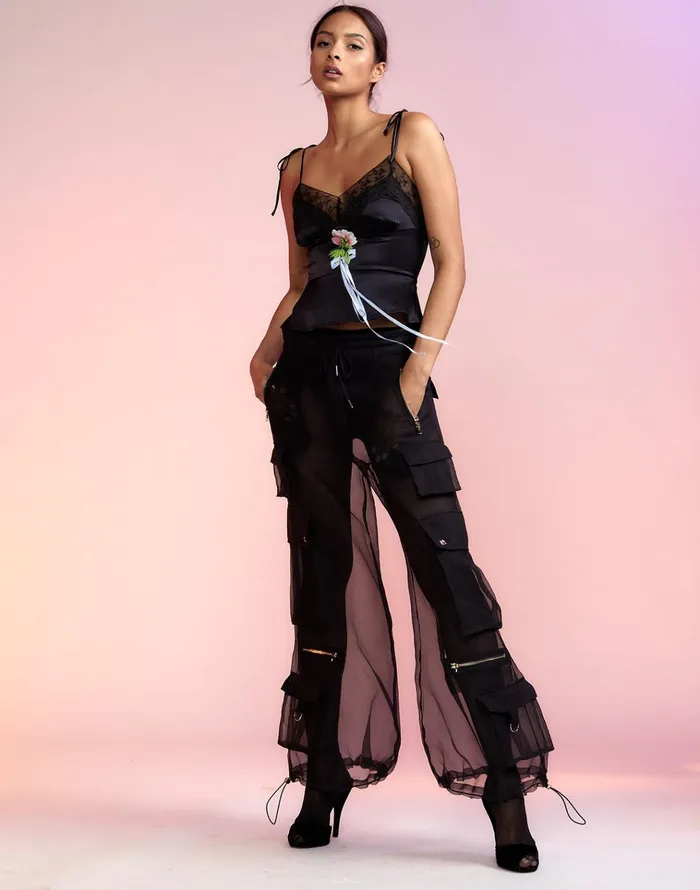 Organza Cargo Pant 8211 Black Women Cynthia Rowley Bottoms