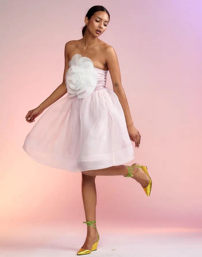 Organza Flower Strapless Dress 8211 Lghtpk Women Cynthia Rowley Dresses