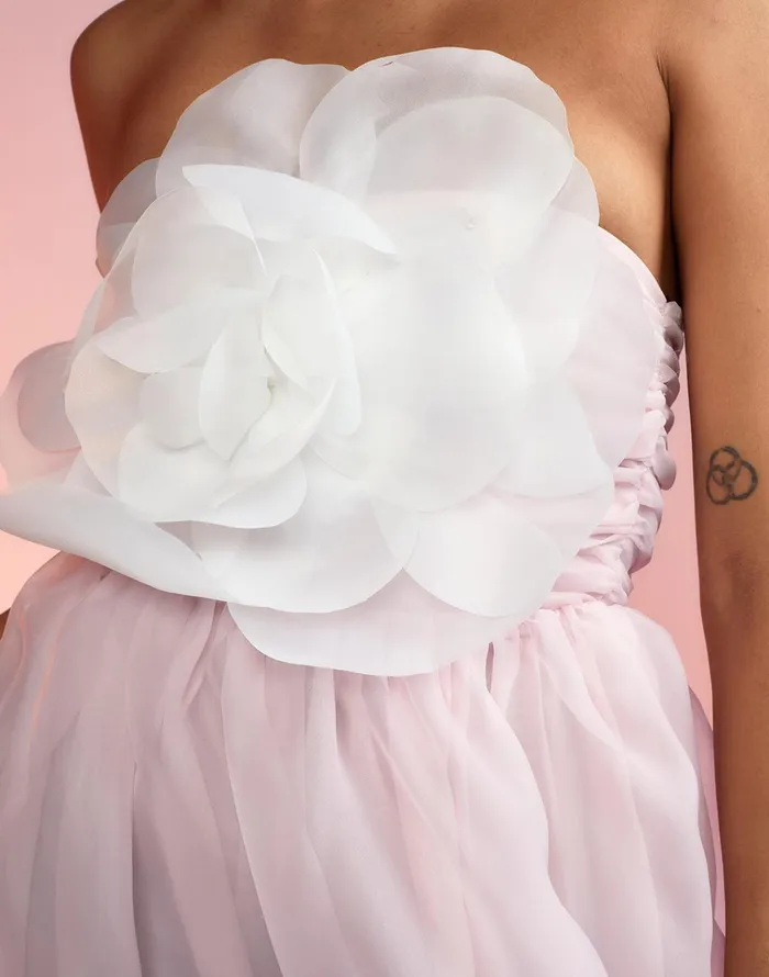 Organza Flower Strapless Dress 8211 Lghtpk Women Cynthia Rowley Dresses