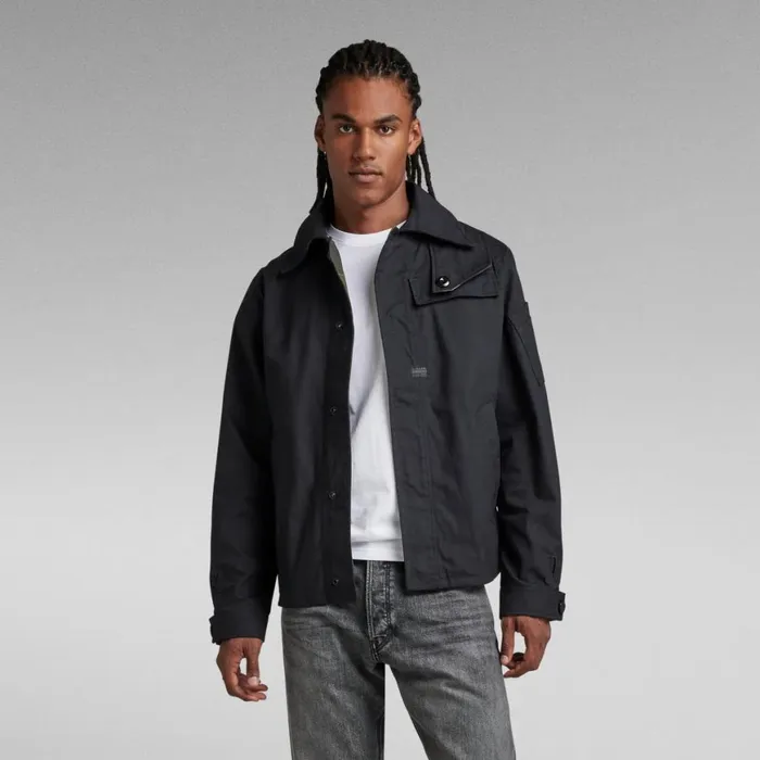 Overshirts Men GStar RAW High Collar Overshirt Caviar