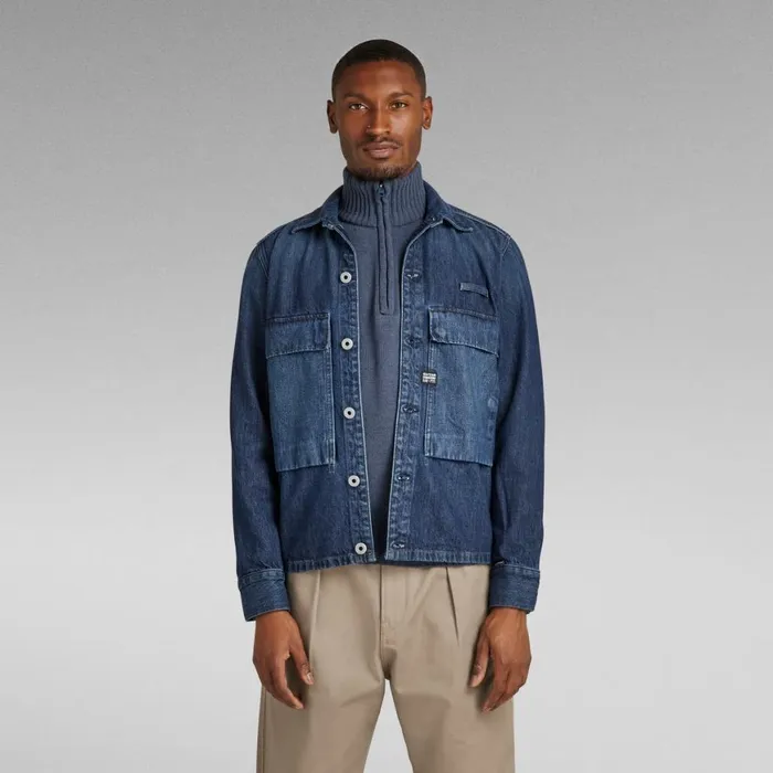 Overshirts Men GStar RAW Unisex Pocketony Service Overshirt Worn In Ocean Reef
