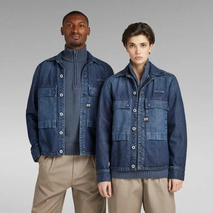 Overshirts Men GStar RAW Unisex Pocketony Service Overshirt Worn In Ocean Reef