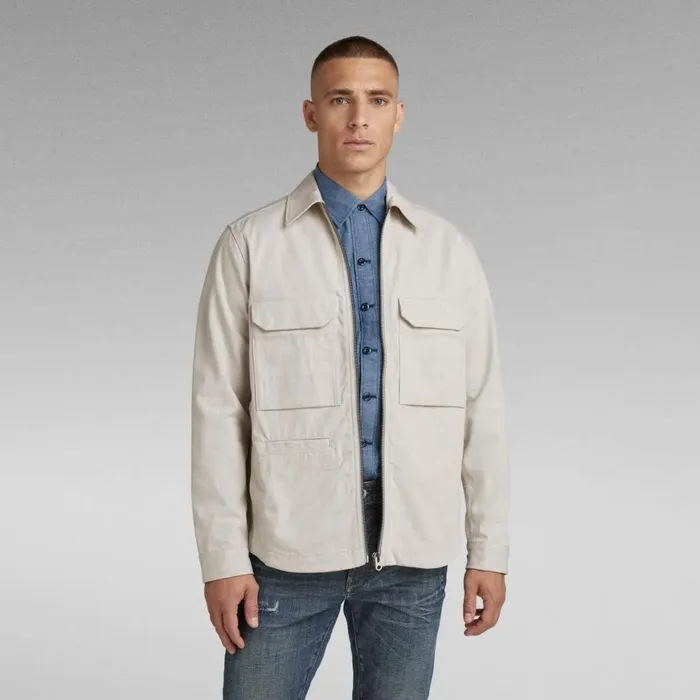 Overshirts Men GStar RAW Zip Overshirt Ecru