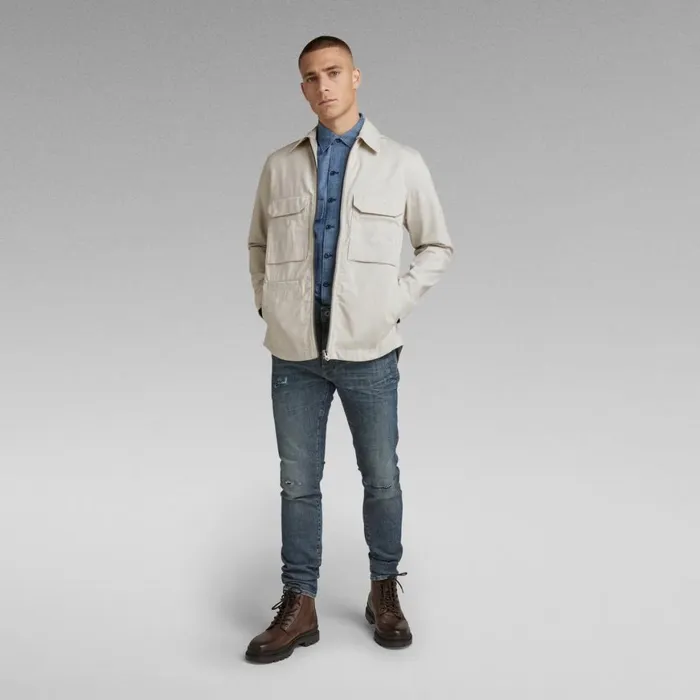 Overshirts Men GStar RAW Zip Overshirt Ecru