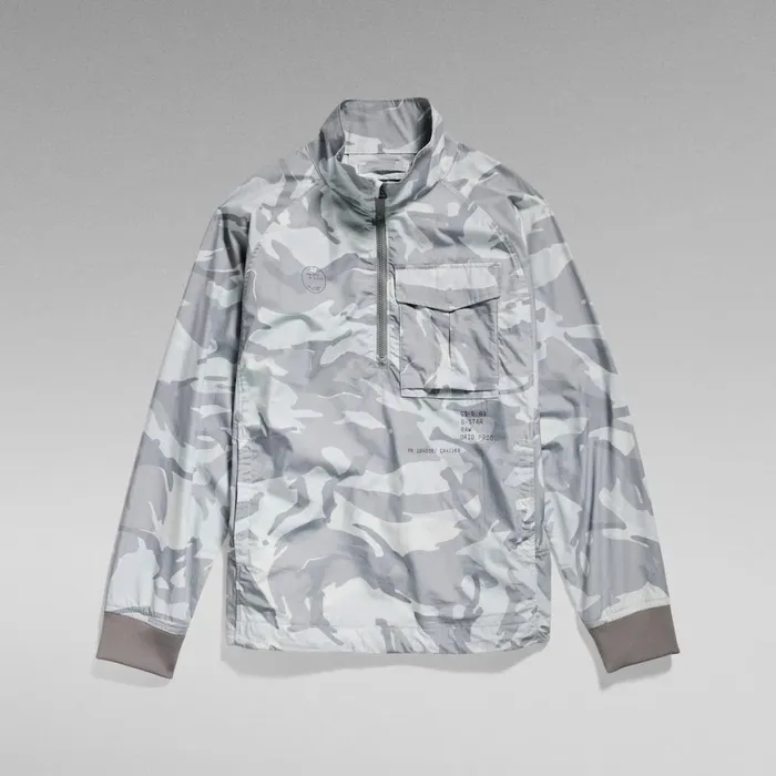 Overshirts Women GStar RAW Unisex Half Zip Overshirt Cool Grey Woodland Camo