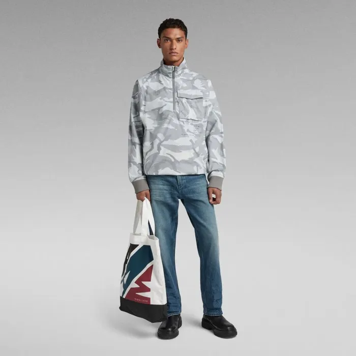 Overshirts Women GStar RAW Unisex Half Zip Overshirt Cool Grey Woodland Camo