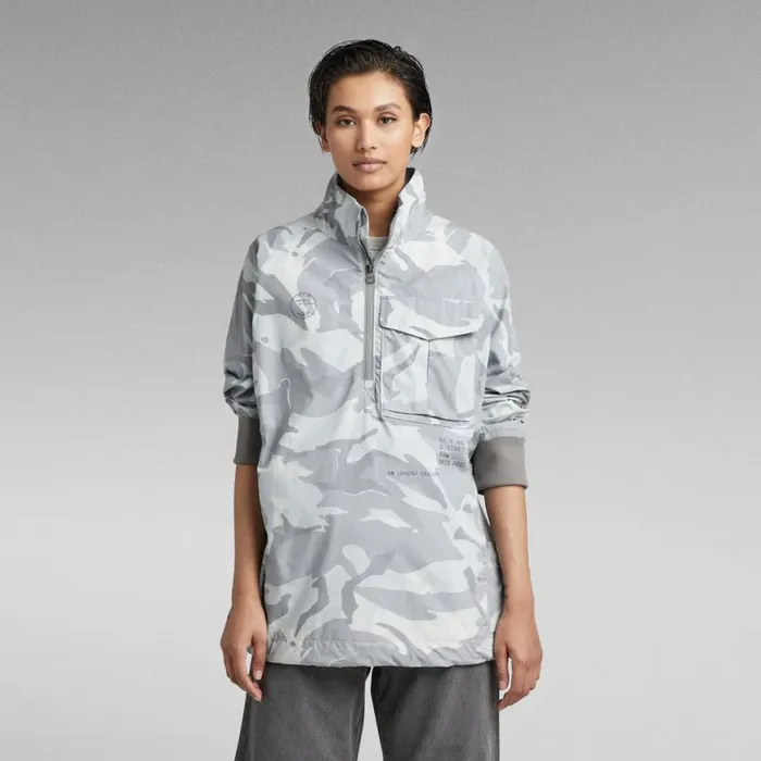 Overshirts Women GStar RAW Unisex Half Zip Overshirt Cool Grey Woodland Camo