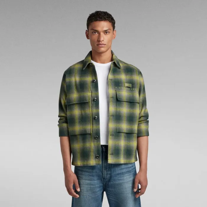 Overshirts Women GStar RAW Unisex Pocketony Service Overshirt Laub Blur Check