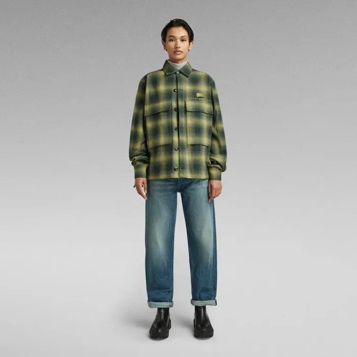 Overshirts Women GStar RAW Unisex Pocketony Service Overshirt Laub Blur Check
