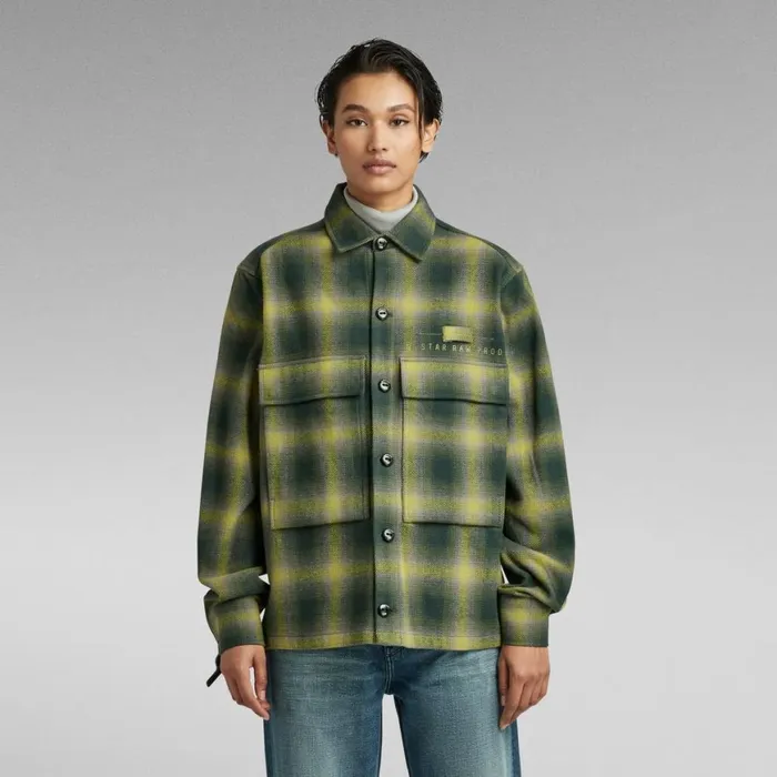 Overshirts Women GStar RAW Unisex Pocketony Service Overshirt Laub Blur Check