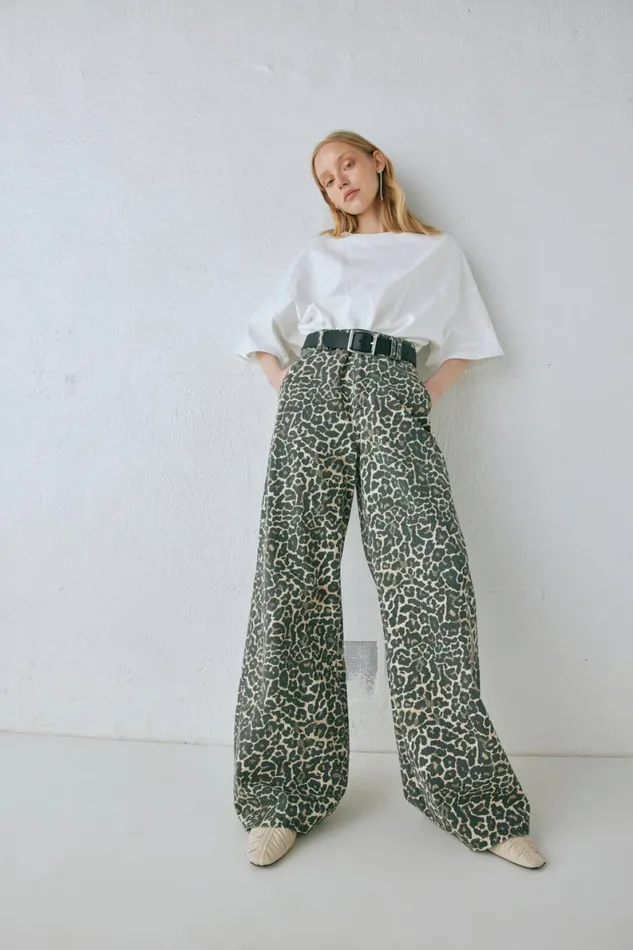 Pants Women VRG GRL Zia Denim Jeans Leopard
