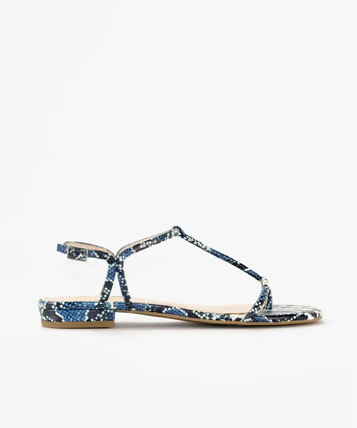 Pelle Moda Barber 2 Sandal 8211 Indigo Indigo Snake Women Sandals