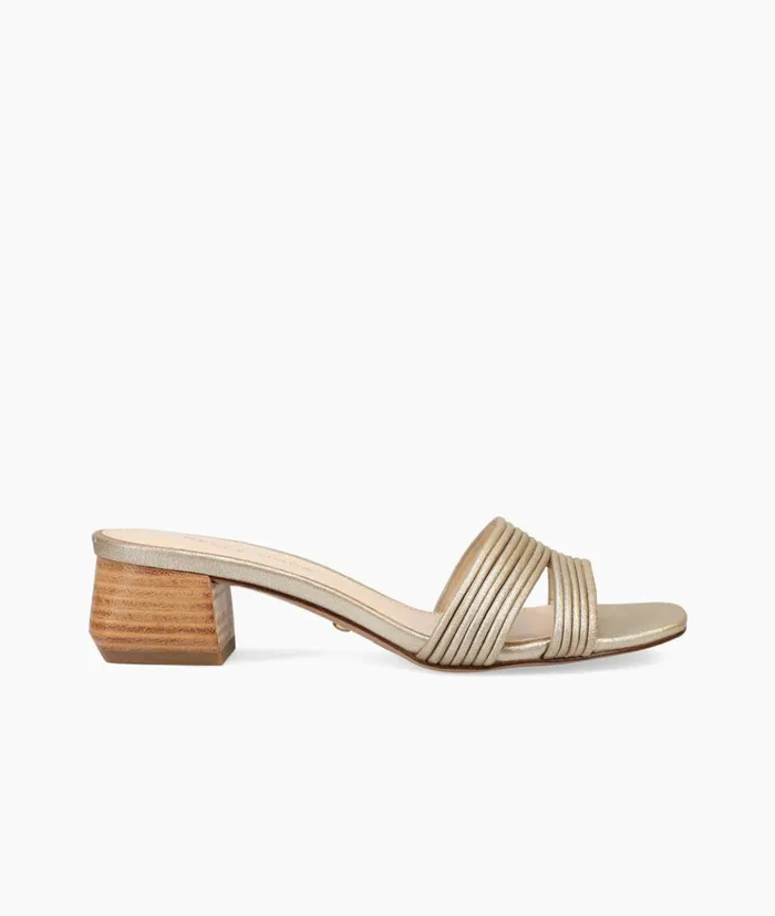 Pelle Moda Inina Slide 8211 Gold Platinum Gold Metallic Suede Women Low Heels