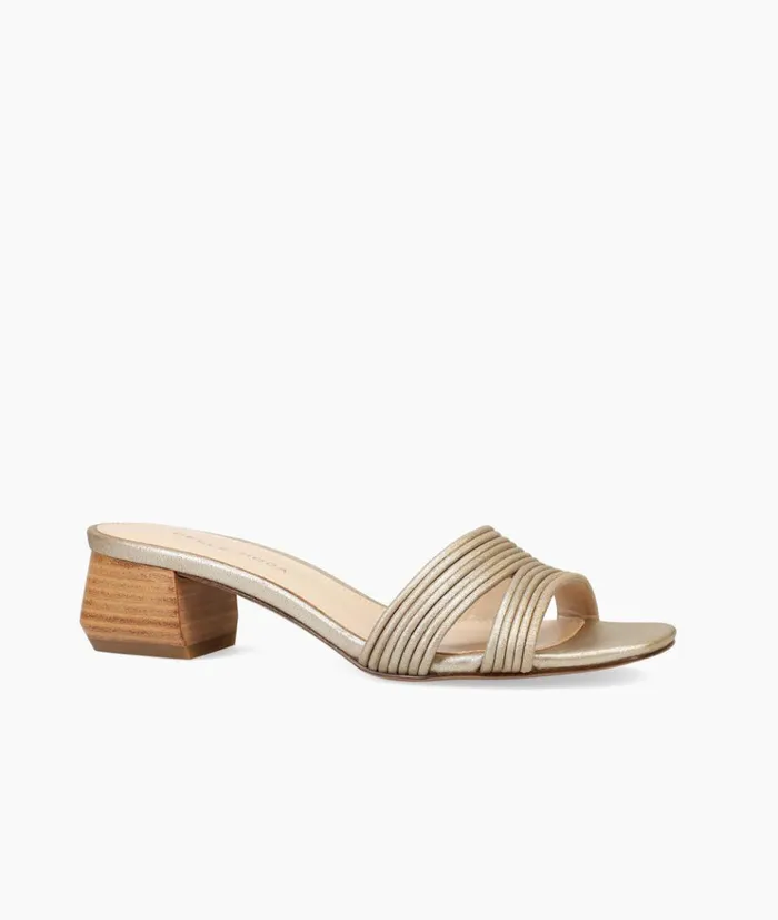 Pelle Moda Inina Slide 8211 Gold Platinum Gold Metallic Suede Women Low Heels Pelle Moda Inina Slide 8211 Gold Platinum Gold Metallic Suede Women Low Heels