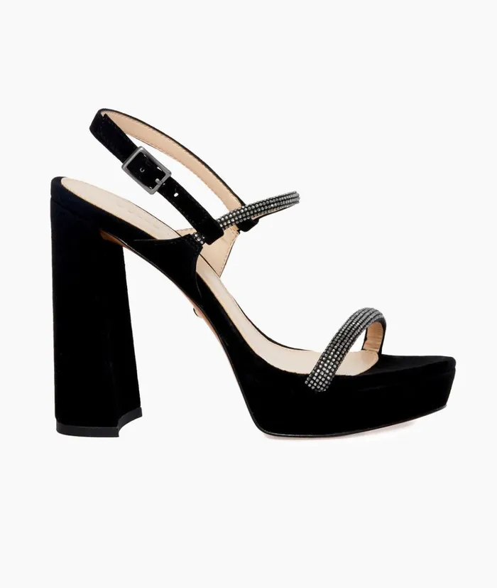 Pelle Moda Olina 2 Platform 8211 Black Black SatinKid Suede Women Platforms