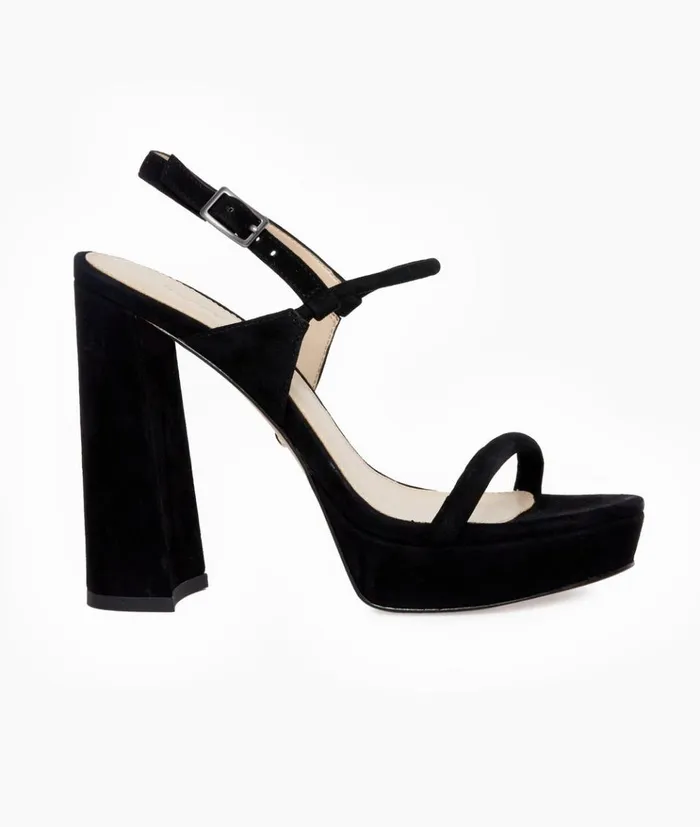 Pelle Moda Olina Platform 8211 Black Black Kid Suede Women High Heels