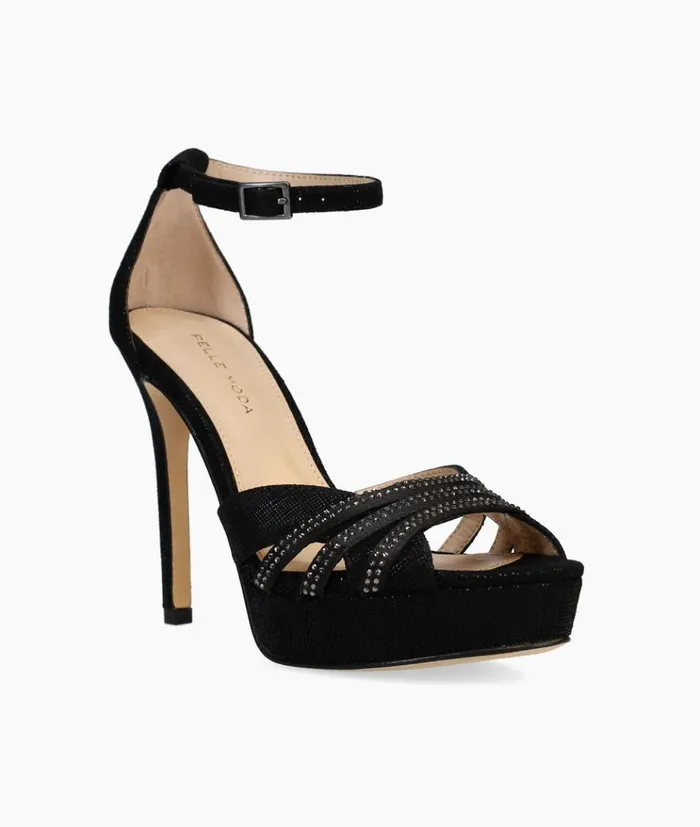 Pelle Moda Olwyn Platform 8211 Black Black SatinCross Metallic Suede Women Platforms Pelle Moda Olwyn Platform 8211 Black Black SatinCross Metallic Suede Women Platforms