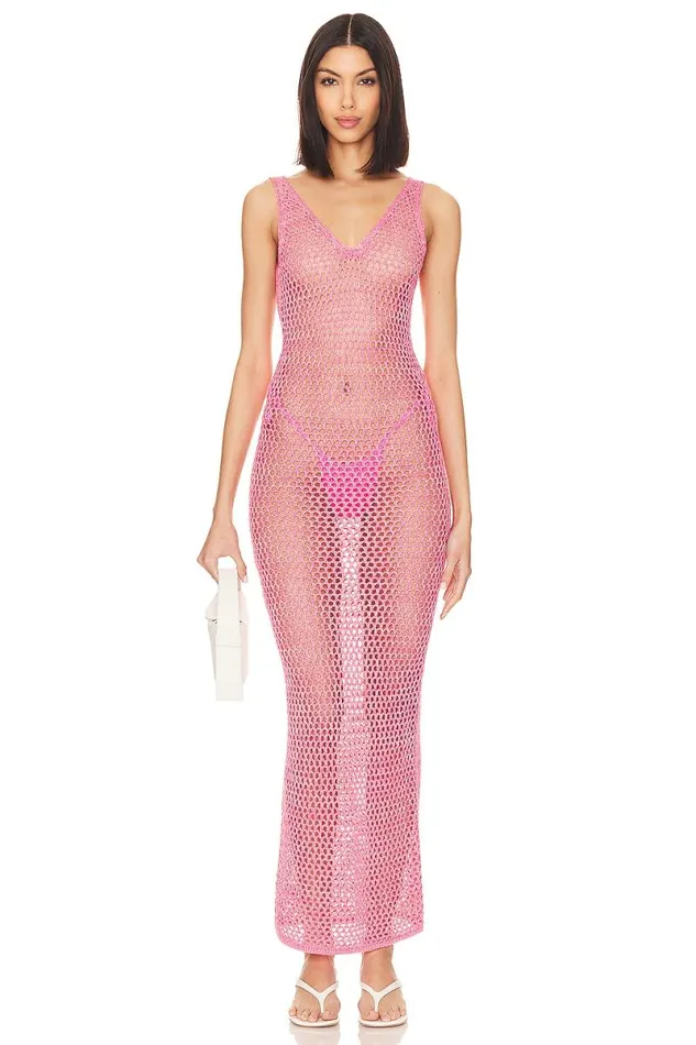 Pilar Crochet Maxi Pink Women Lovers and Friends Dresses