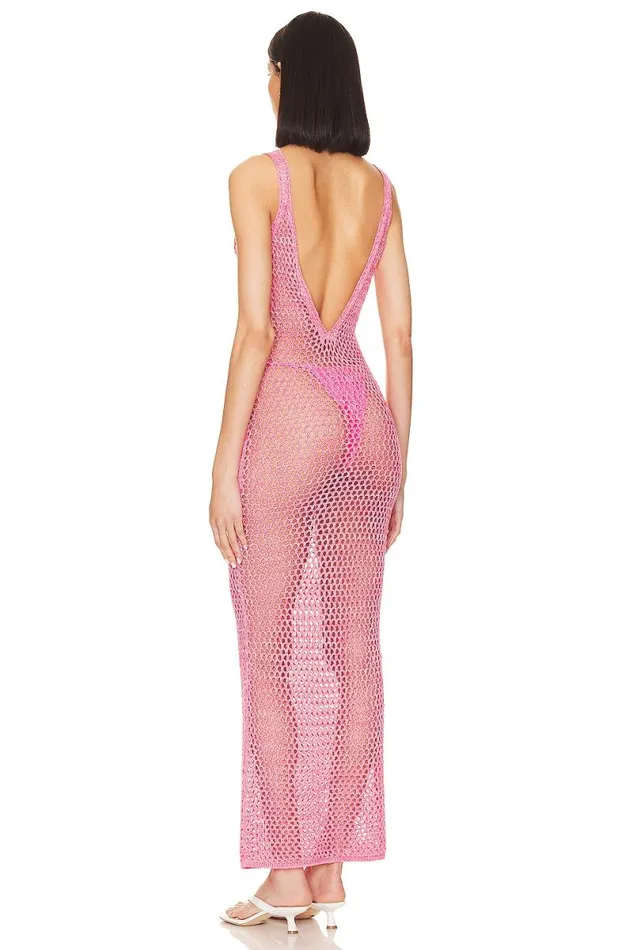 Pilar Crochet Maxi Pink Women Lovers and Friends Dresses