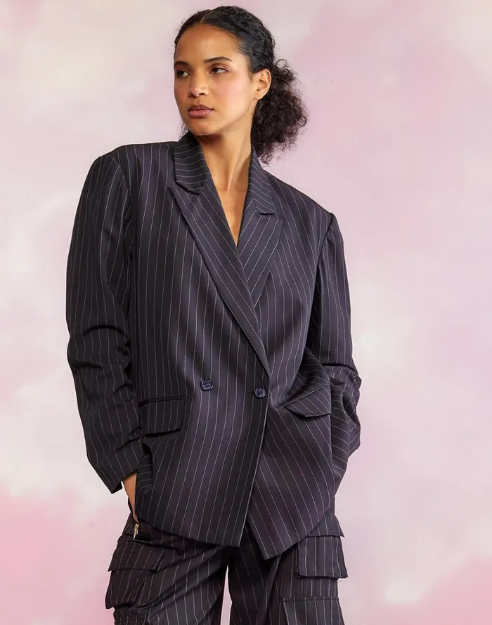 Pinstripe Blazer 8211 Navy Women Cynthia Rowley Tops